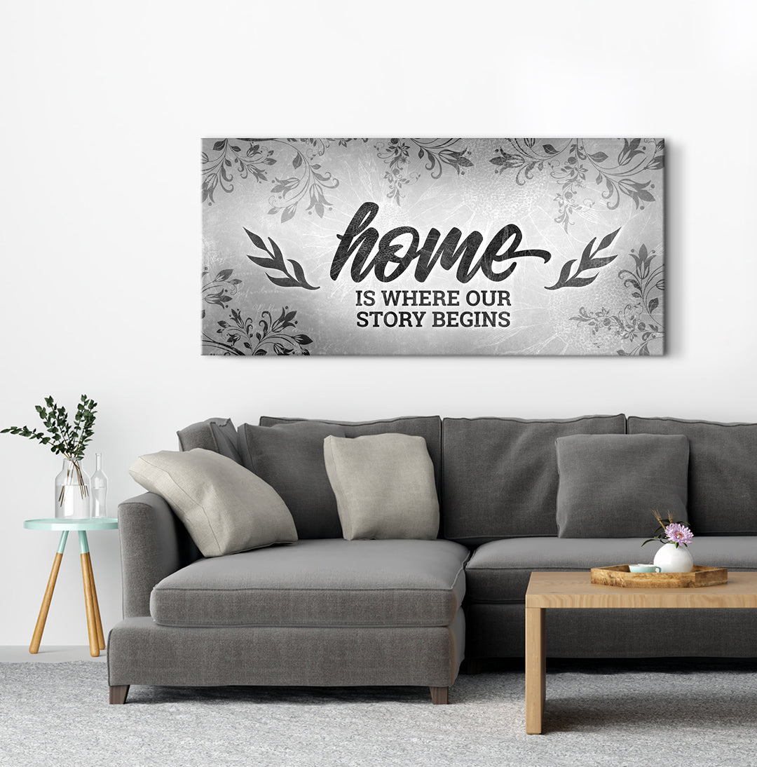 Exclusive! Home Wall Art - 'Home is Where Our Story Begins V3' (Wood Frame, Ready To Hang)