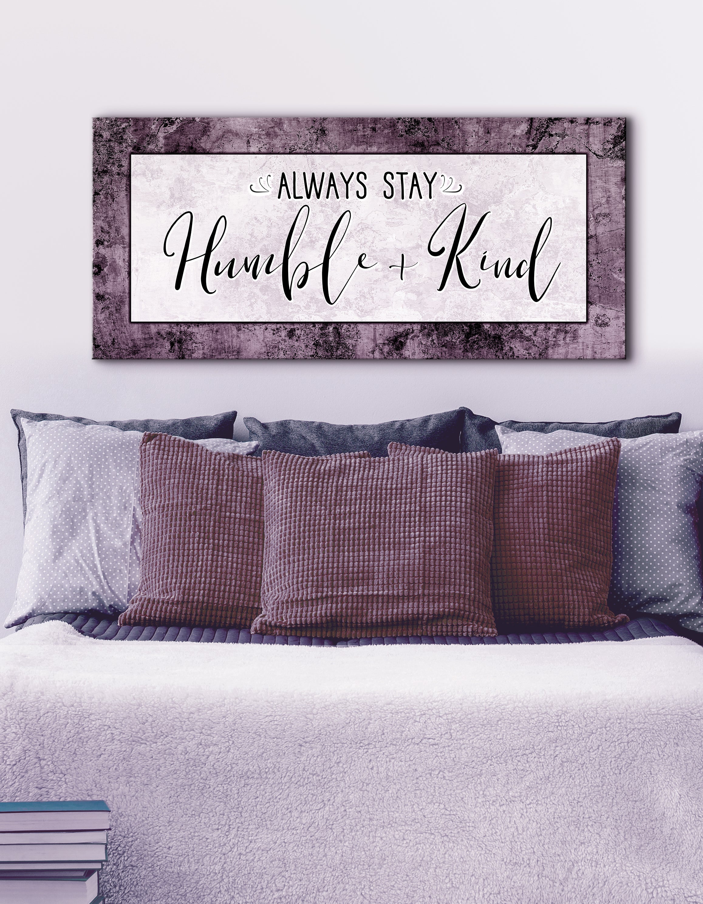 Exclusive! Home Wall Art - Always Stay Humble & Kind V3 with Wood Frame, Ready to Hang