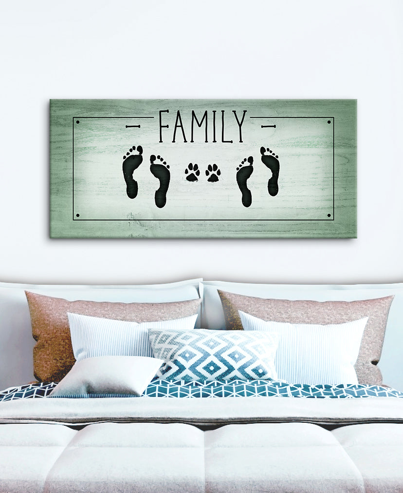Pet Family Foot Prints Paw Wall Art (Wood Frame, Ready To Hang) - Buy 2 Save 20%