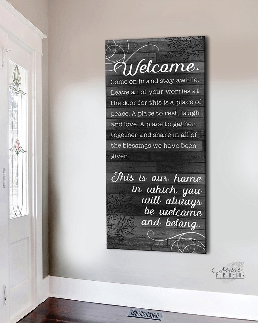 Exclusive Offer! Ready-to-Hang Wood Frame Home Wall Art: Welcome and Stay