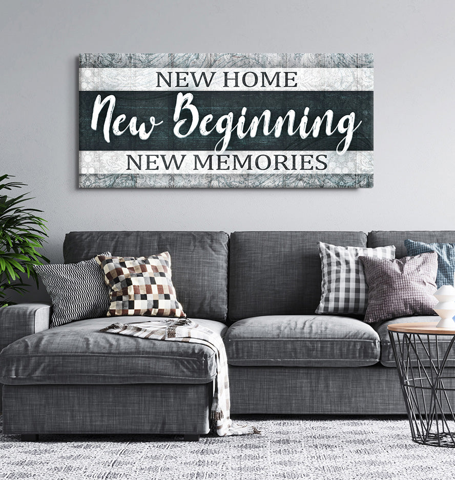 High - Quality Wood - Framed Home Wall Art: New Home, New Start V19 (Ready to Hang)