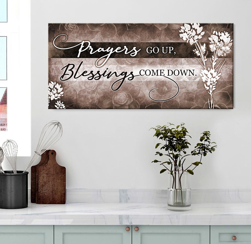 Exclusive Christian Wall Art - Prayers Go Up V2 with Wood Frame, Ready to Hang! Buy 2 Save 20%