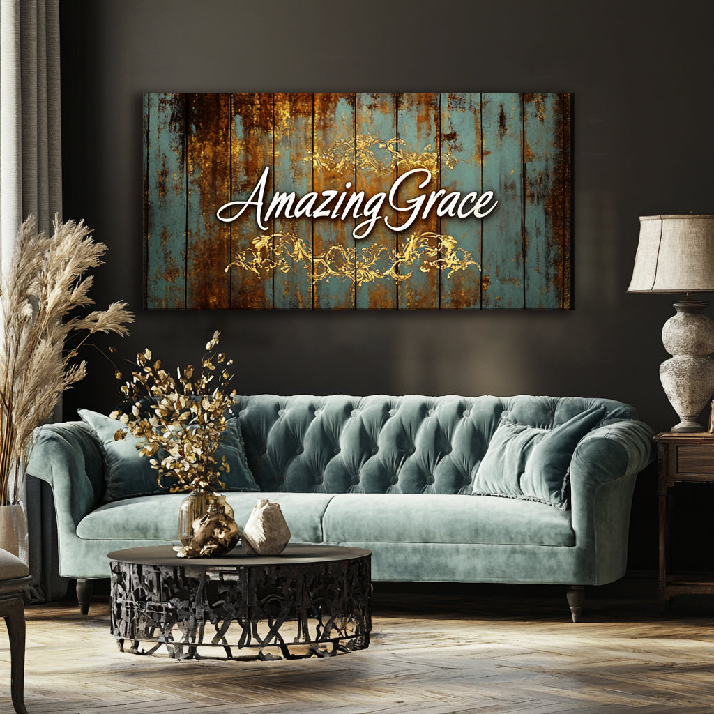 Stunning Rustic Amazing Grace Word Art Version 4