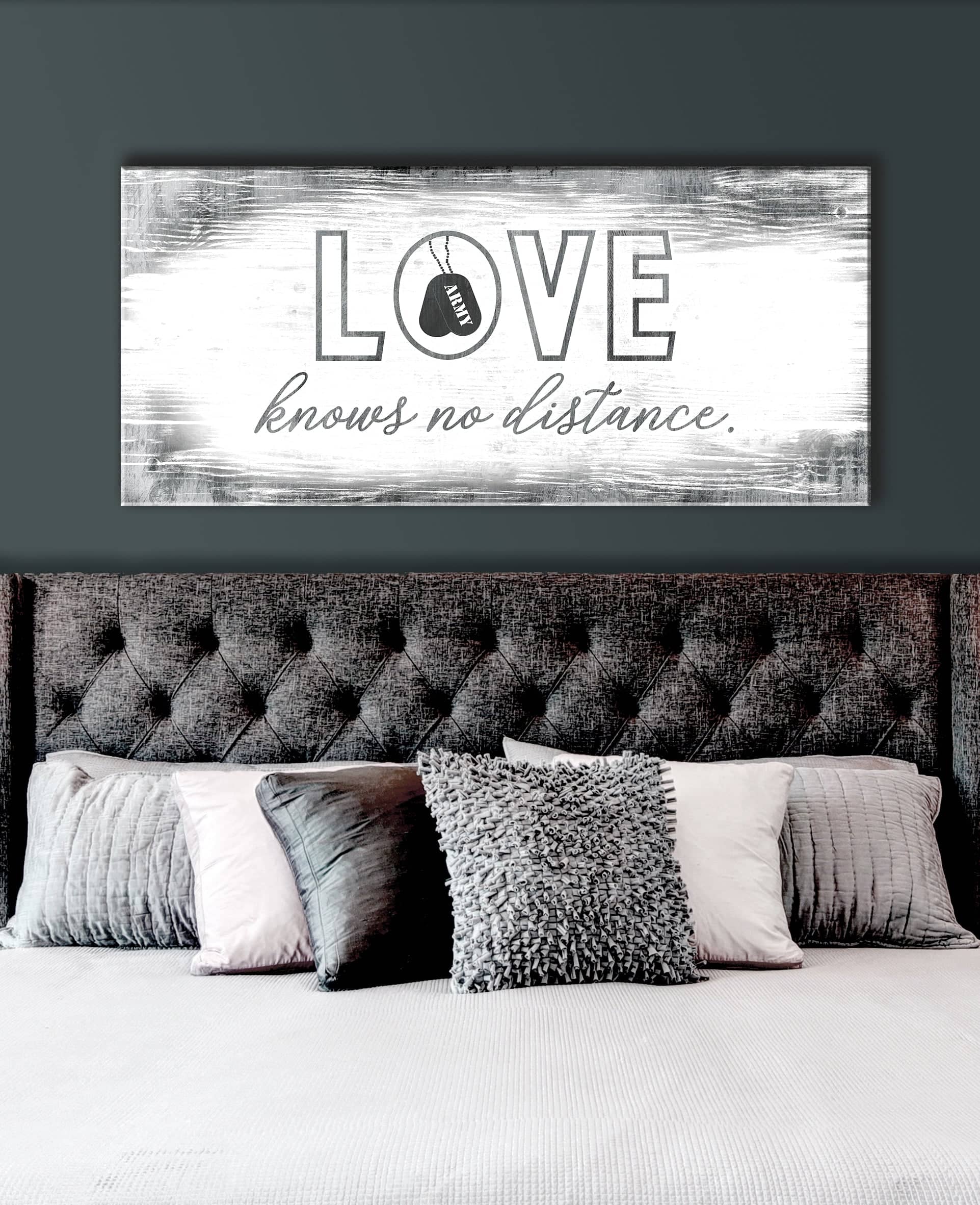 Hot! Bedroom Wall Art - Love Knows No Distance (Wood Frame, Ready To Hang)