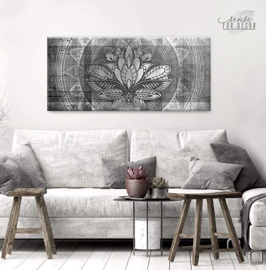 Hot Deal! Lotus Boho Plants Wall Art with Wood Frame, Ready to Hang