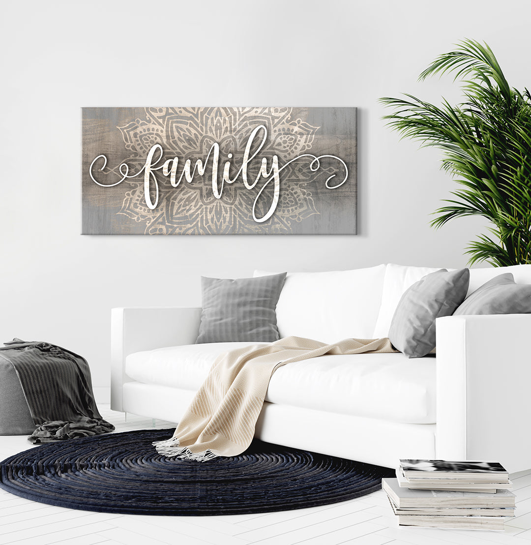 High - quality Boho Family Word Wall Art V10 with Wood Frame, Ready to Hang