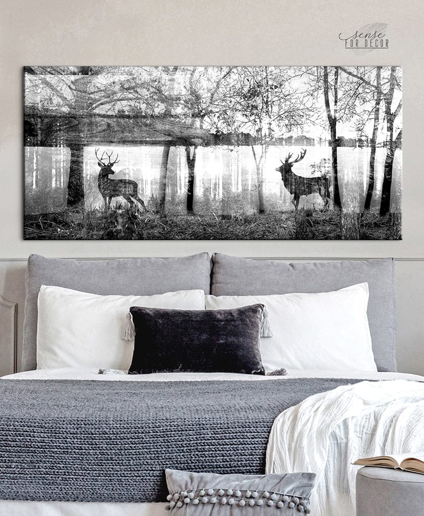 Exclusive: Deer in Forest Nature Wall Art (Wood Frame, Ready to Hang)