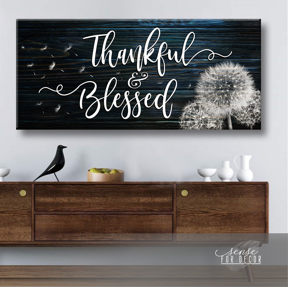 Exclusive Offer! Christian Wall Art - Thankful & Blessed V3 with Wood Frame, Ready to Hang