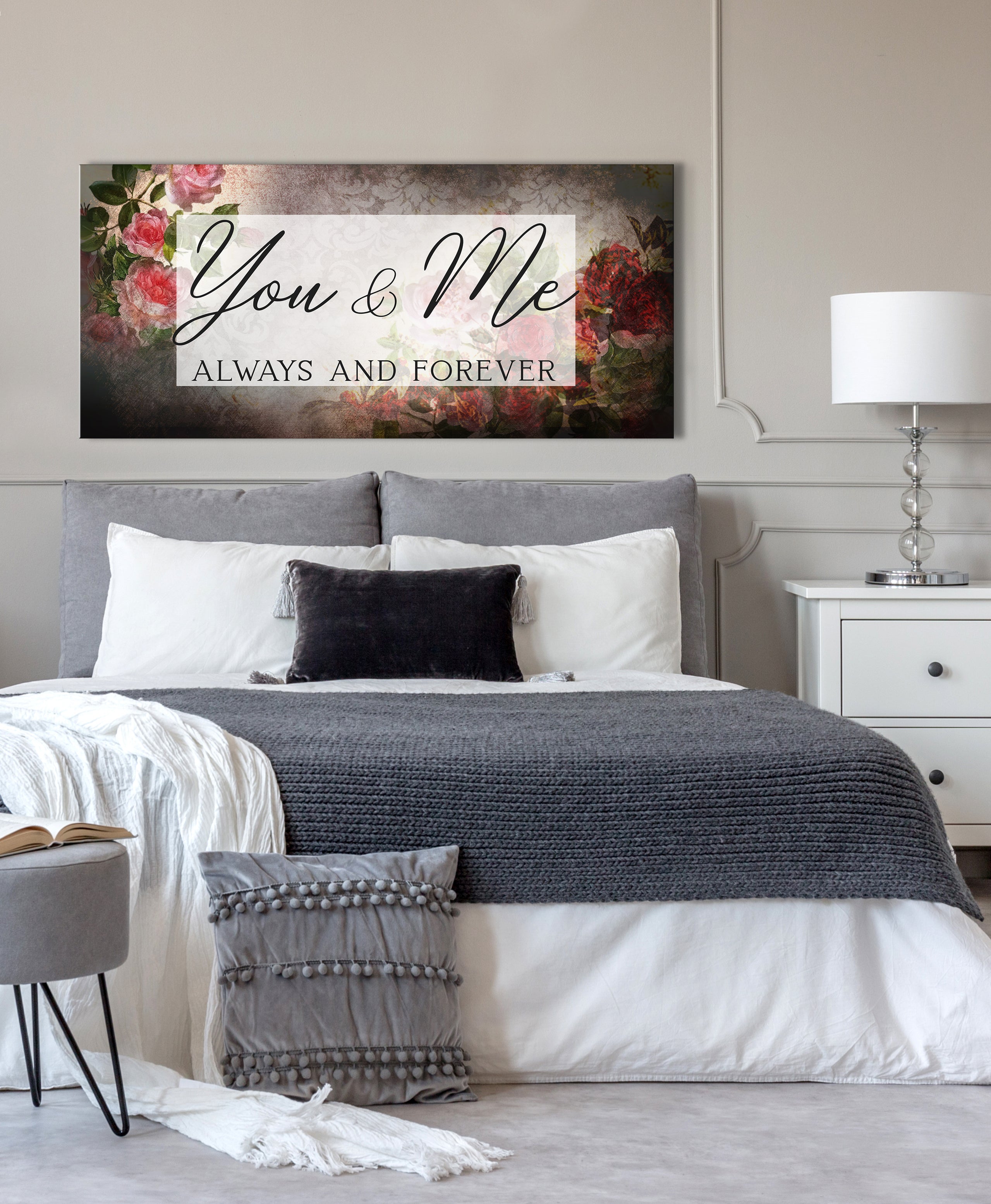 Exclusive Couples Wall Art - 'You And Me Always And Forever V2' with Wood Frame, Ready To Hang!