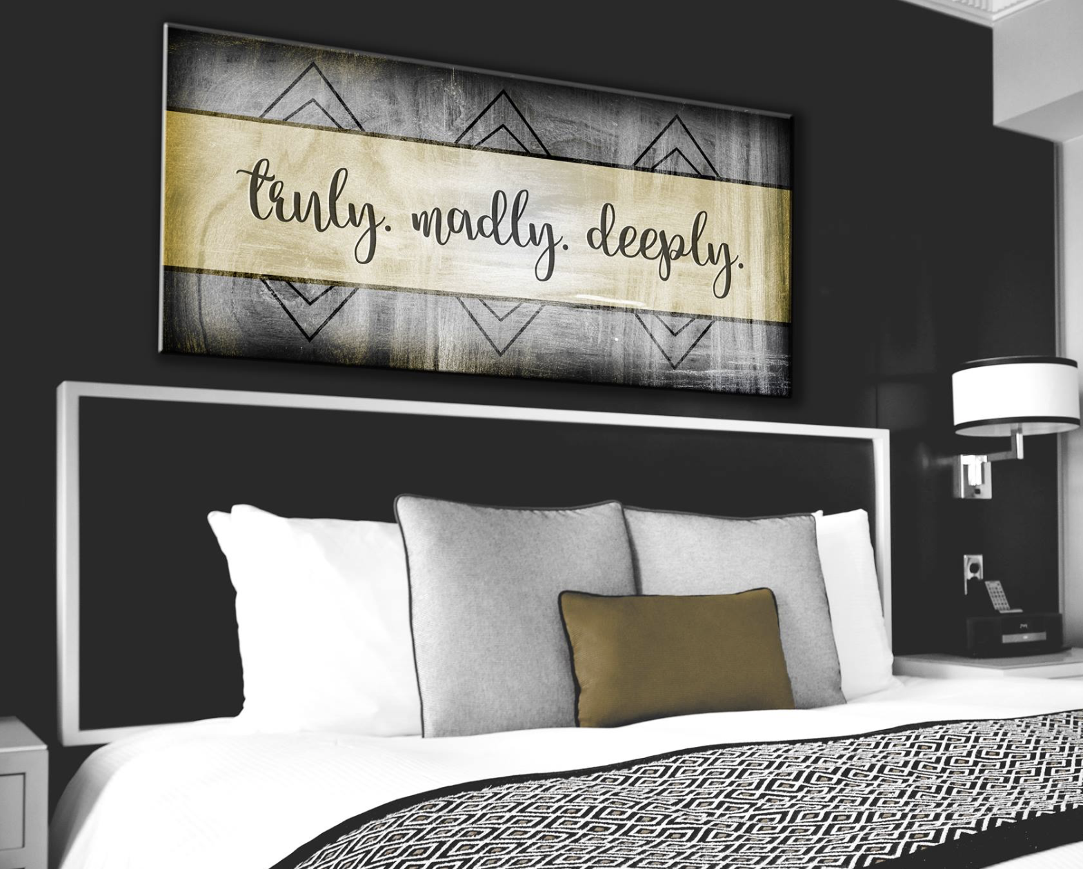Hot Deal! Bedroom Wall Art - Truly, Madly, Deeply Love Canvas in 2 Sizes with Wood Frame (Ready to Hang)