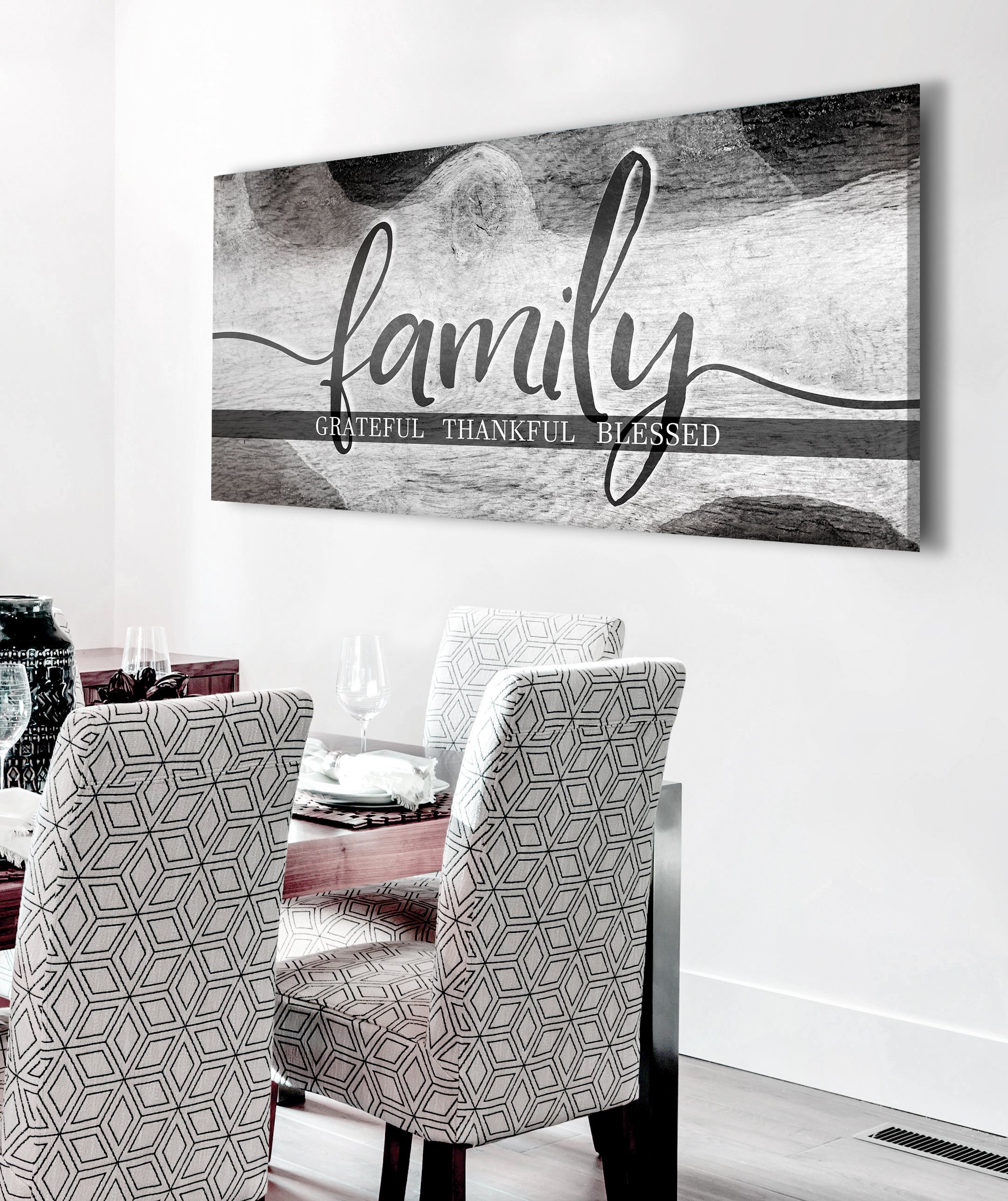 Exclusive Family Wall Art: 'Grateful, Thankful, Blessed' V3 with Wood Frame, Ready to Hang - Buy 2 Save 20%