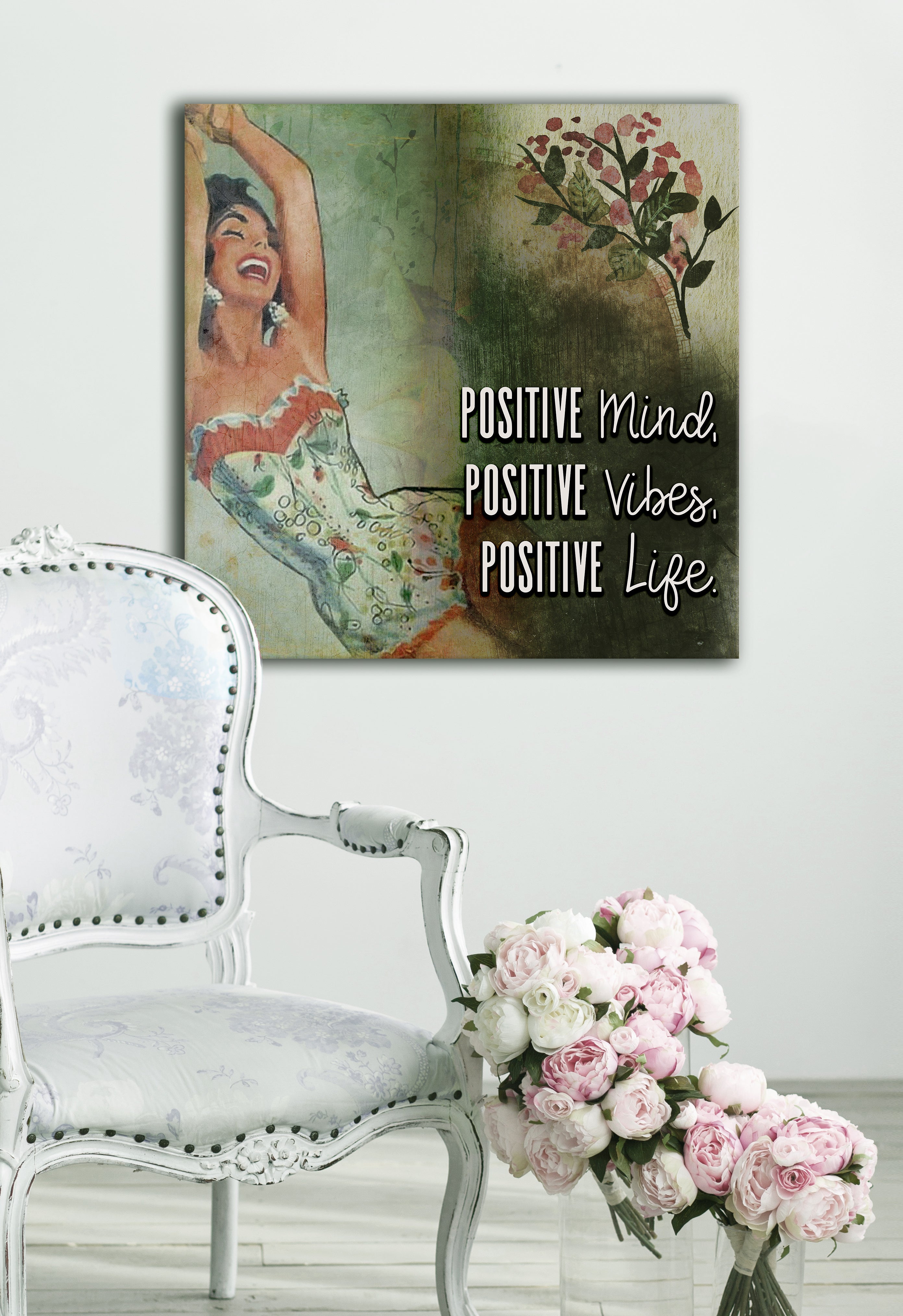 Vintage Powerful Women Wall Art with Wood Frame, Ready to Hang for Positive Vibes