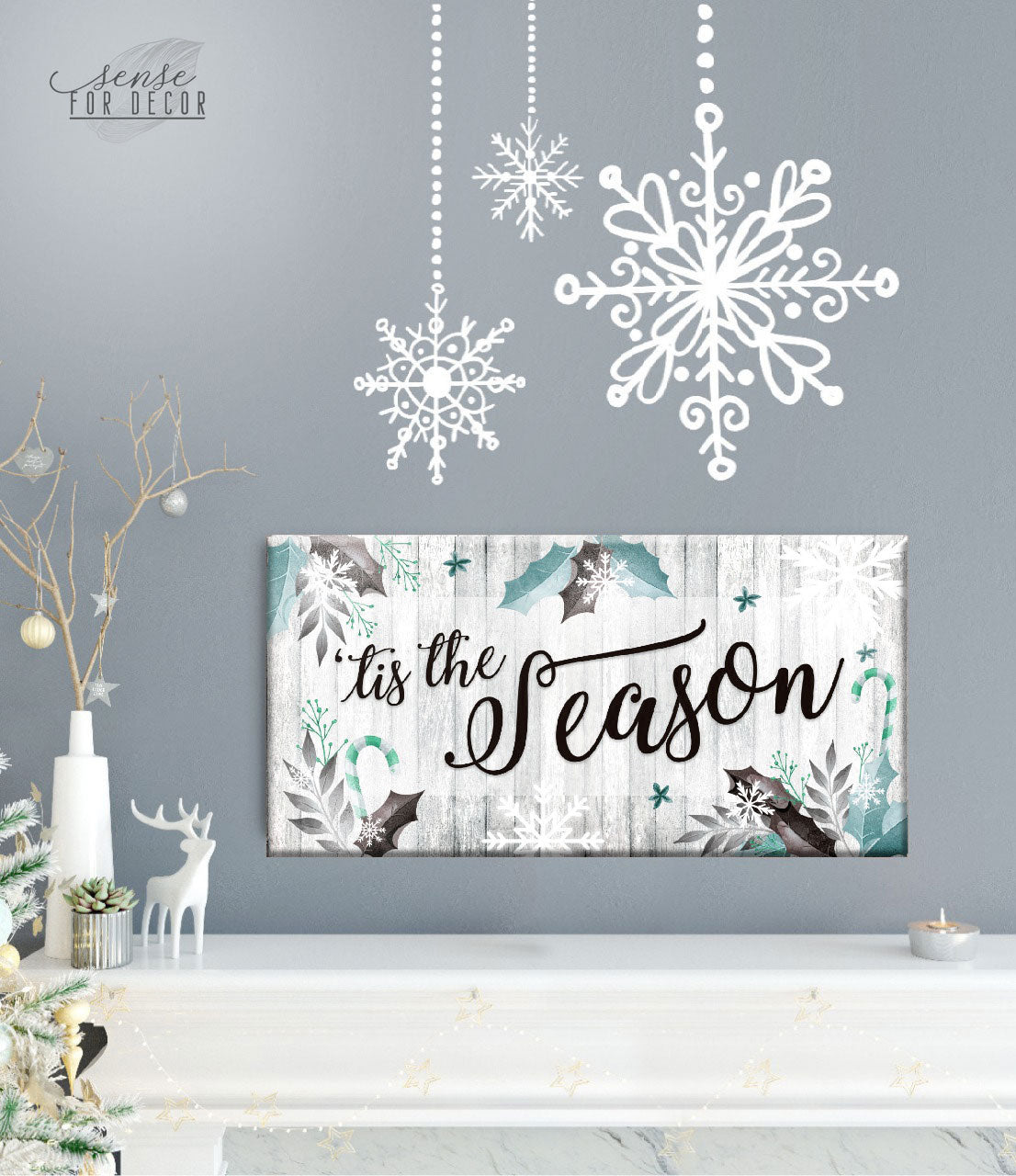 High - Quality 'Tis The Season Holiday Wall Art with Wood Frame, Ready to Hang
