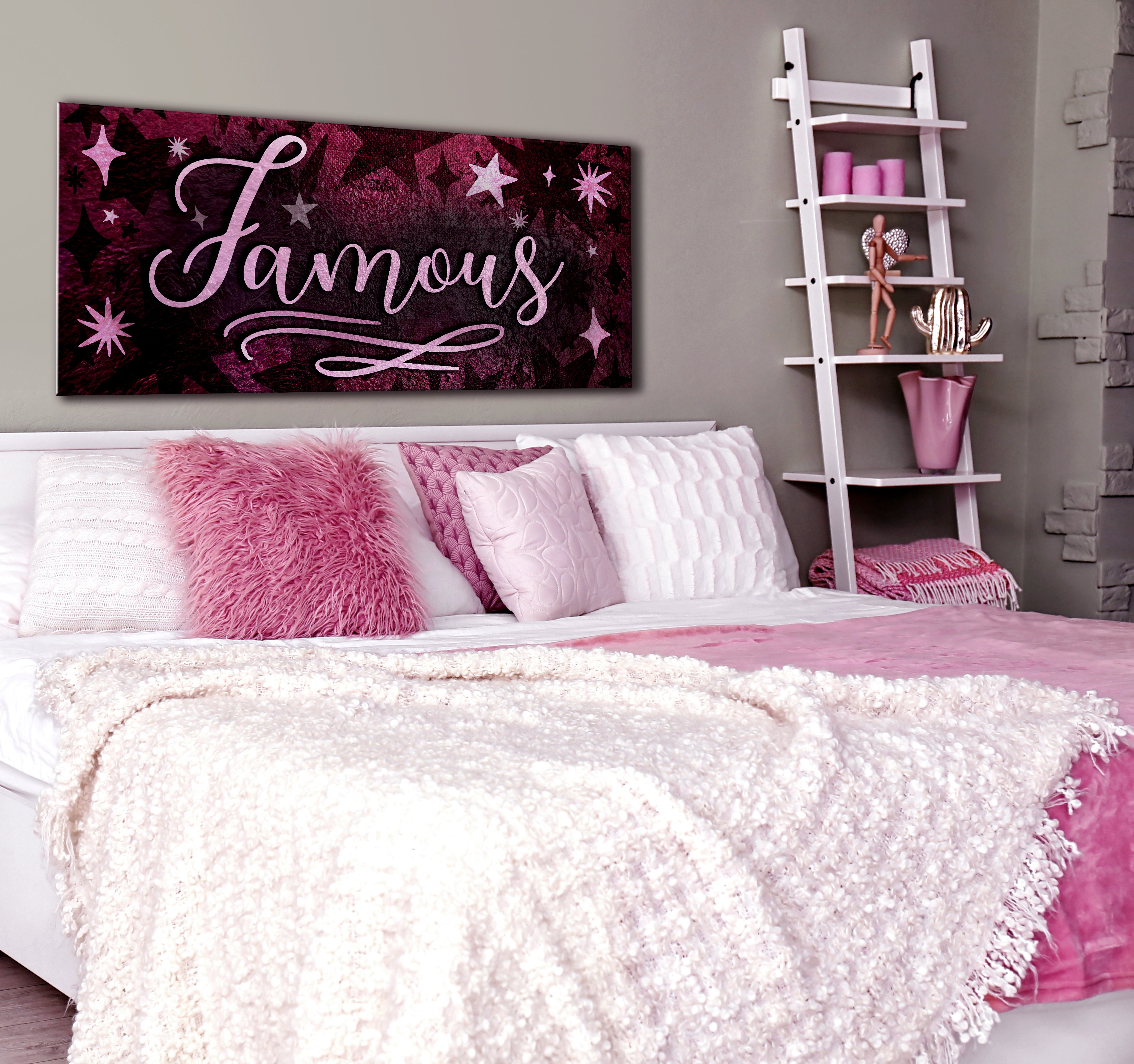 Hot! Teen Famous Wall Art with Wood Frame, Ready to Hang