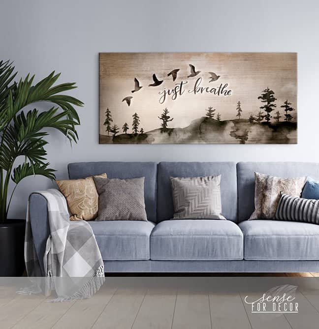 Just Breathe V9 Bedroom Wall Art (Wood Frame, Ready to Hang) - Buy 2, Save 20%