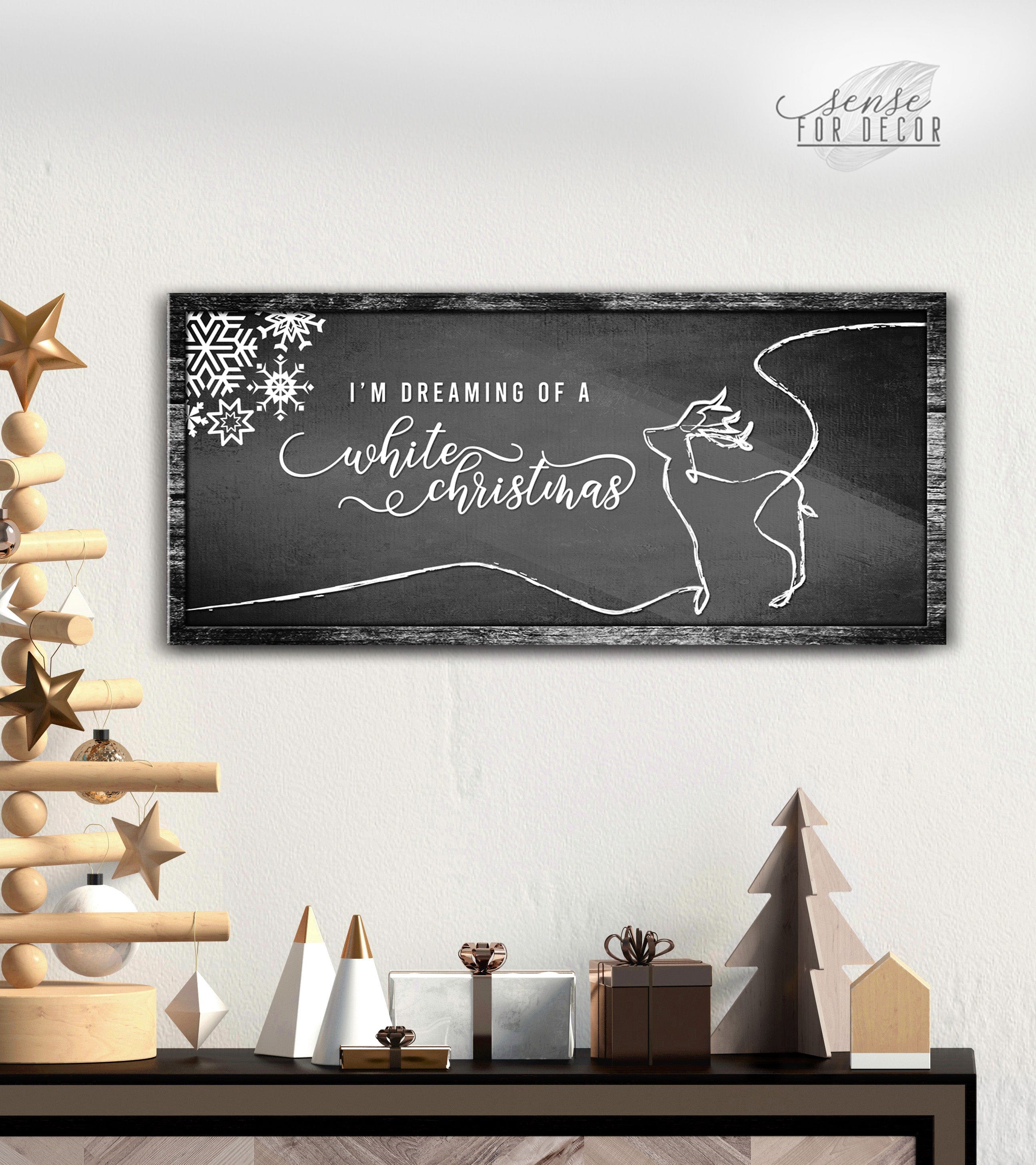 Hot Deal! Holiday Wall Decor - 'I'm Dreaming of a White Christmas' Sign with Wood Frame, Ready to Hang