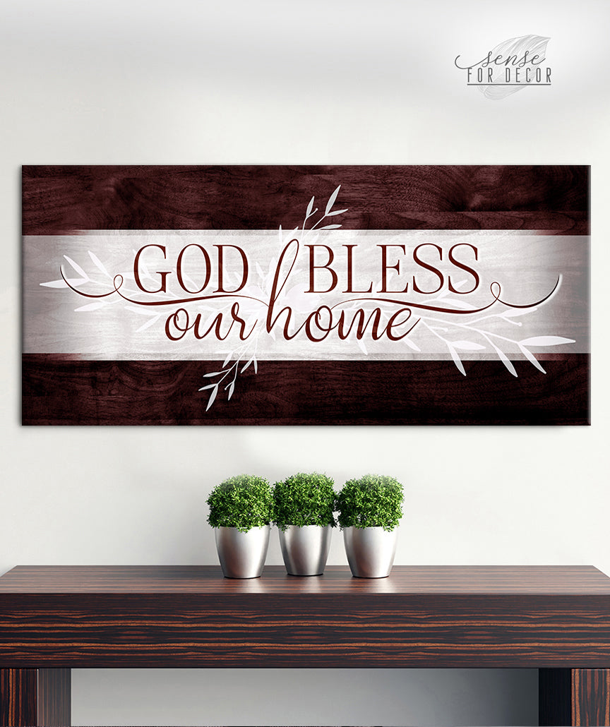 Hot Deal: Christian Wall Art - God Bless Our Home V2 (Wood Frame, Ready To Hang)