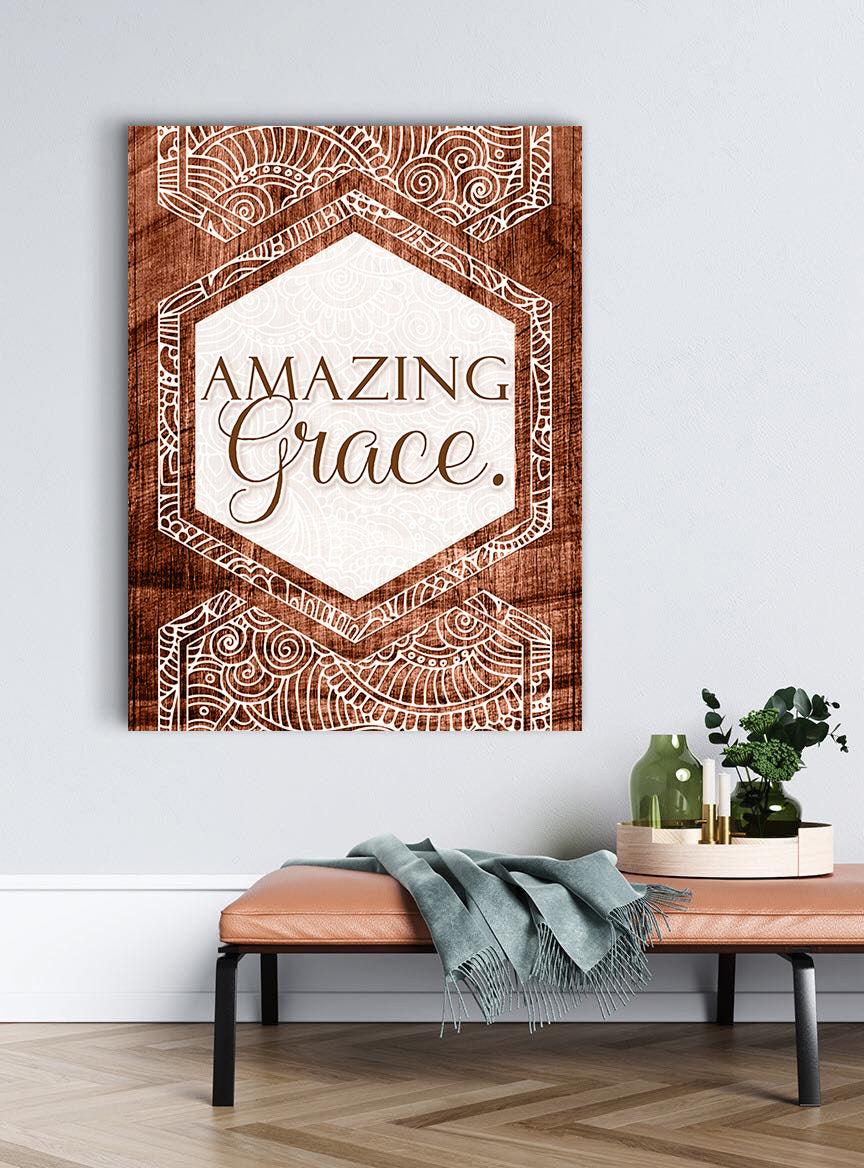 Stunning Christian Wall Art: Amazing Grace V11 with Wood Frame, Ready to Hang