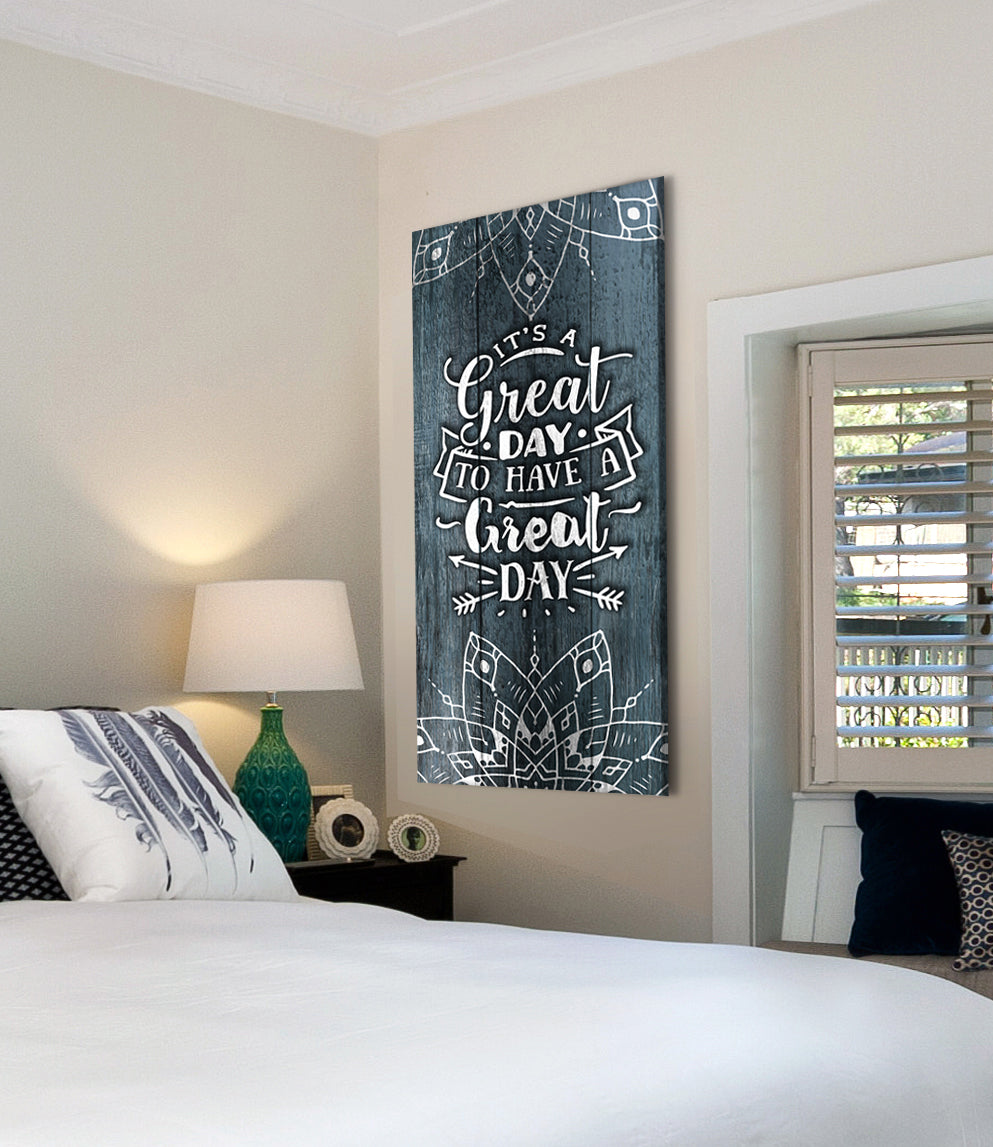 Boho Home Wall Art: 'It's a Great Day' - Wood Frame, Ready to Hang! Buy 2, Save 20%