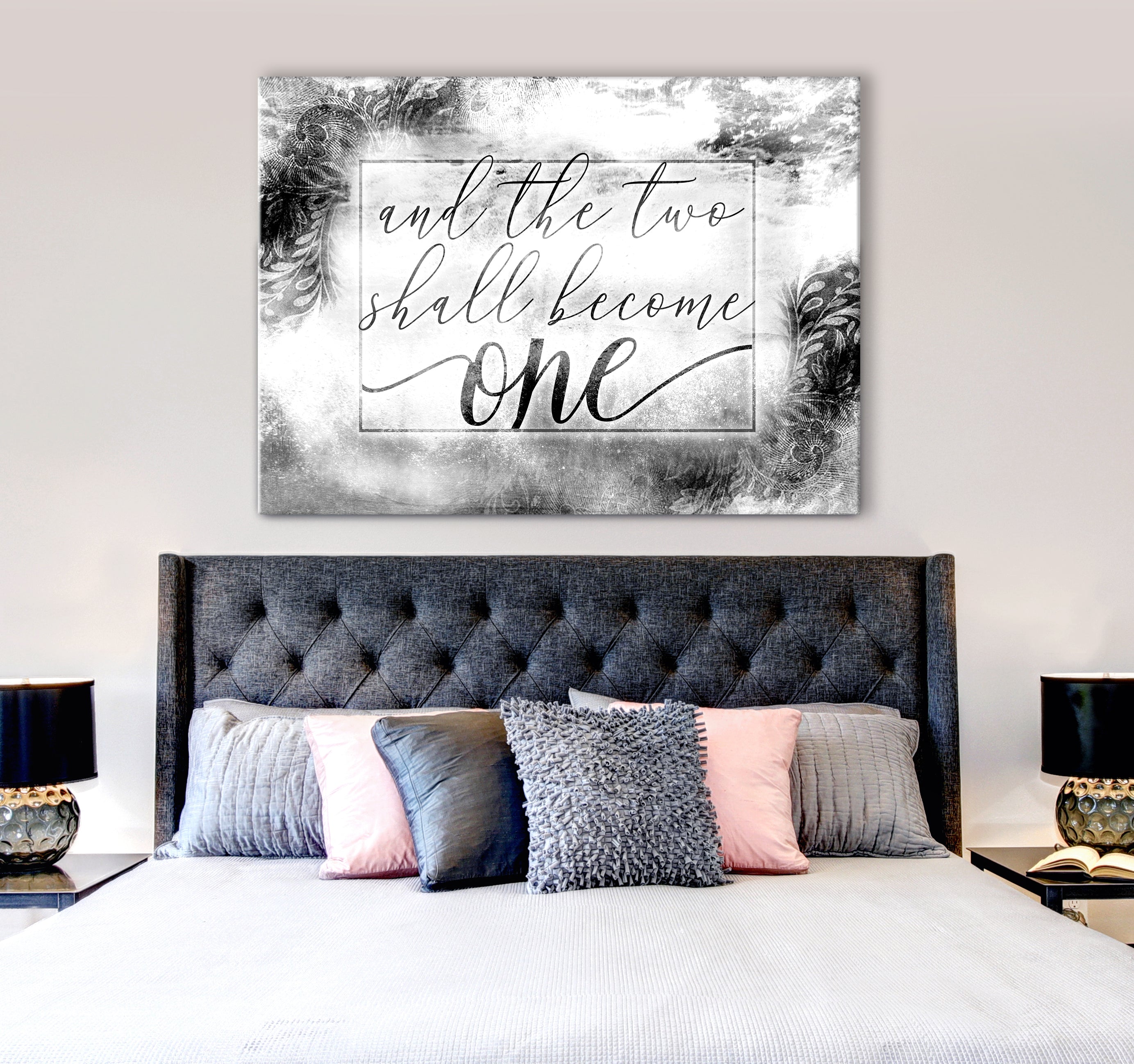 Exclusive! Couples Wall Art: 'Two Shall Become One' V3 (Ready-to-Hang Wood Frame)