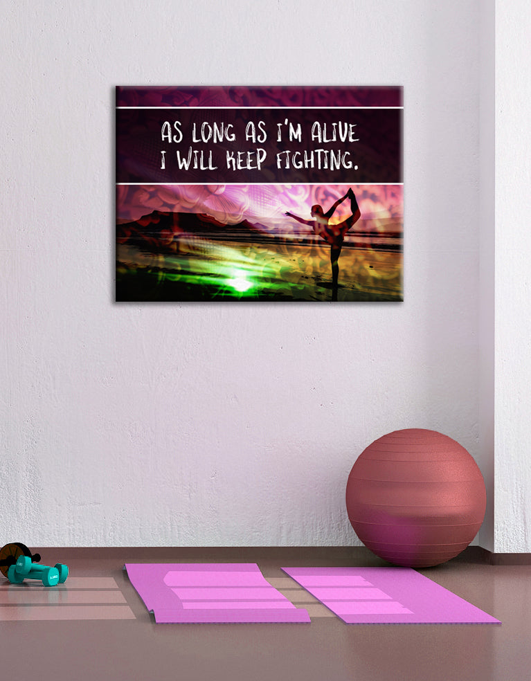 Exclusive Fitness Wall Art - 'Keep Fighting' with Wood Frame, Ready to Hang! Buy 2 Save 20%
