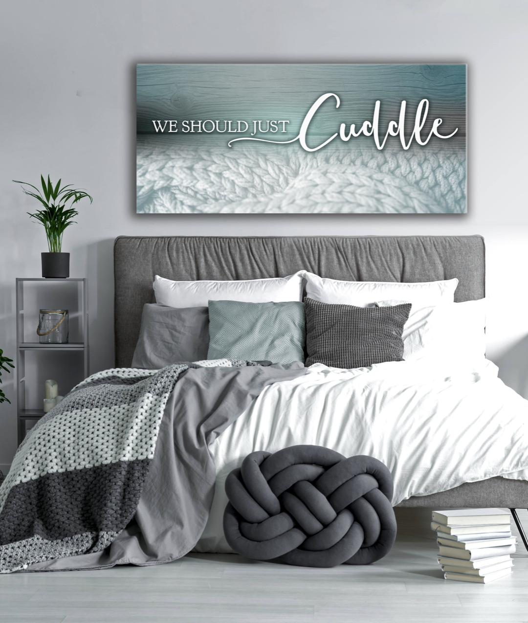 Exclusive Bedroom Wall Art: Cuddle Wall Art in 2 Sizes, Wood Frame, Ready to Hang - Buy 2 Save 20%
