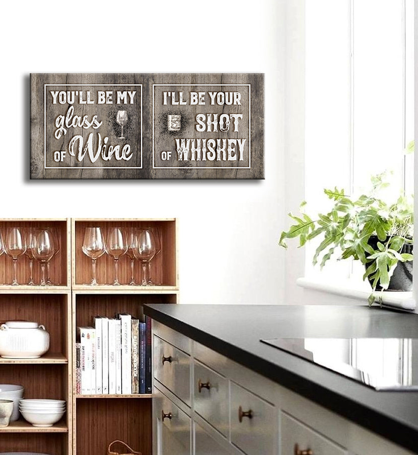 Ready-to-Hang Wood Frame Kitchen Wall Art: You'll Be My Glass Of Wine V2