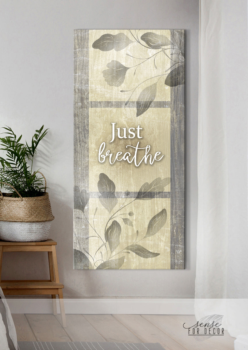 Ready-To-Hang Wood Frame Home Wall Art: Just Breathe V20
