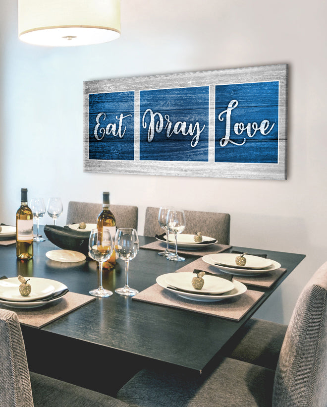 Hot Deal! Kitchen Wall Art - 'EAT PRAY LOVE' with Wood Frame, Ready to Hang