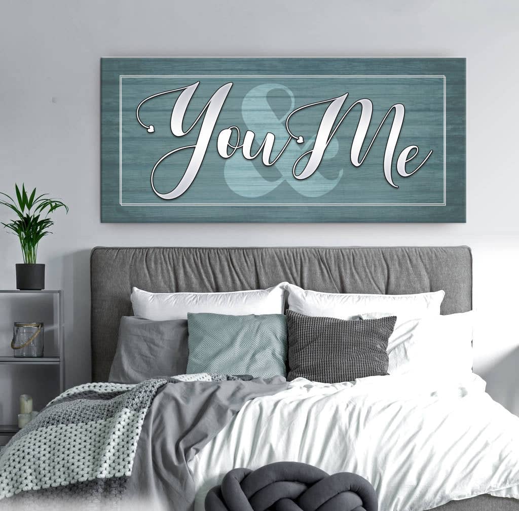 Ready-to-Hang You & Me V2 Bedroom Wall Art with Wood Frame