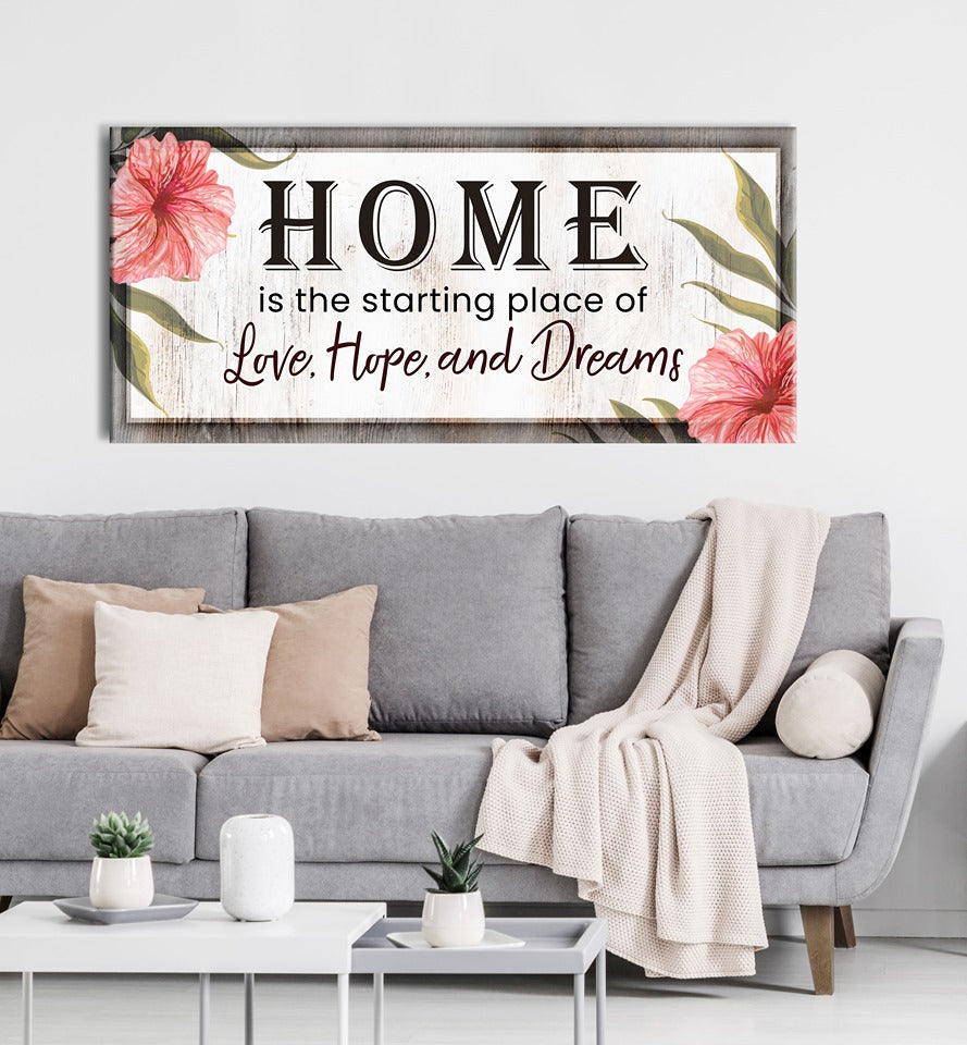 Home Wall Art: 'Home Is The Starting Place' V2 - Wood Frame, Ready To Hang! Buy 2, Save 20%