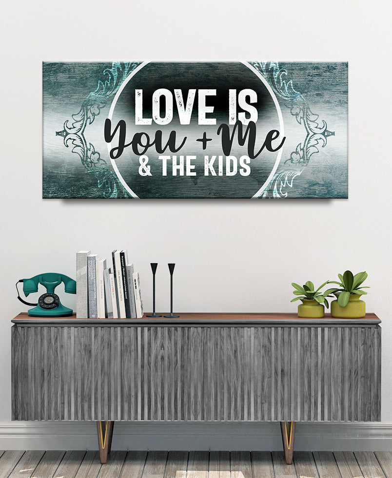 High - quality Wood - framed Couples Wall Art: Love with You, Me and the Kids (Ready to Hang)