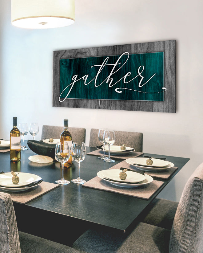 High - Quality Kitchen Wall Art: Gather V2 with Wood Frame for Easy Hanging