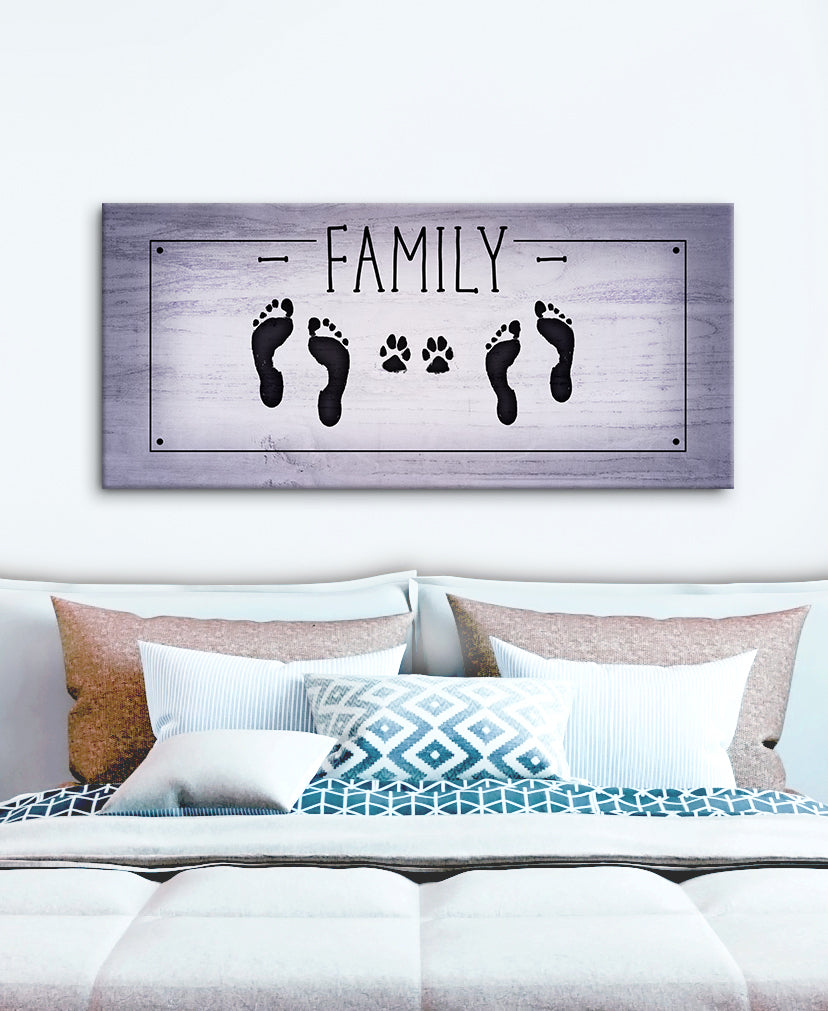 Pet Family Foot Prints Paw Wall Art (Wood Frame, Ready To Hang) - Buy 2 Save 20%