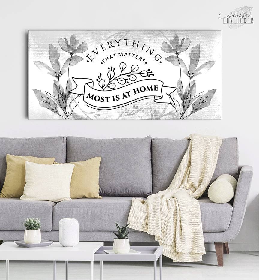 Exclusive Home Wall Art - 'Everything That Matters Most is at Home' V4 with Wood Frame, Ready to Hang! Buy 2, Save 20%