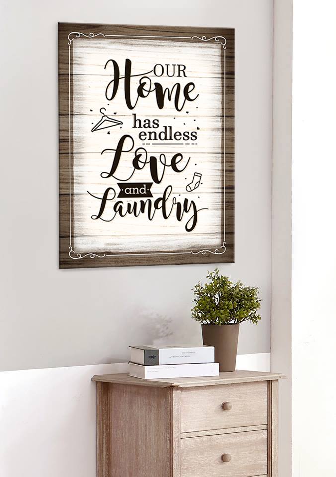 Exclusive! Laundry Room Wall Art - 'Our Home has Endless V2' (Wood Frame, Ready To Hang)