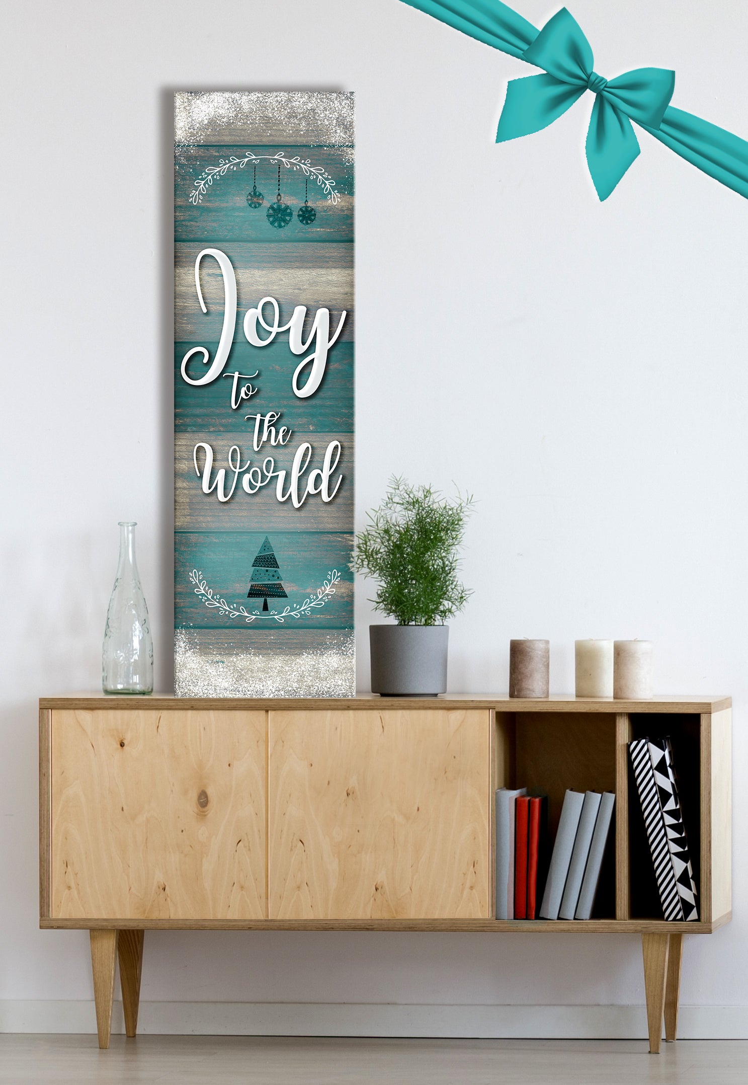 High - Quality Holiday Wall Art: 'Joy To The World' with Wood Frame, Ready To Hang
