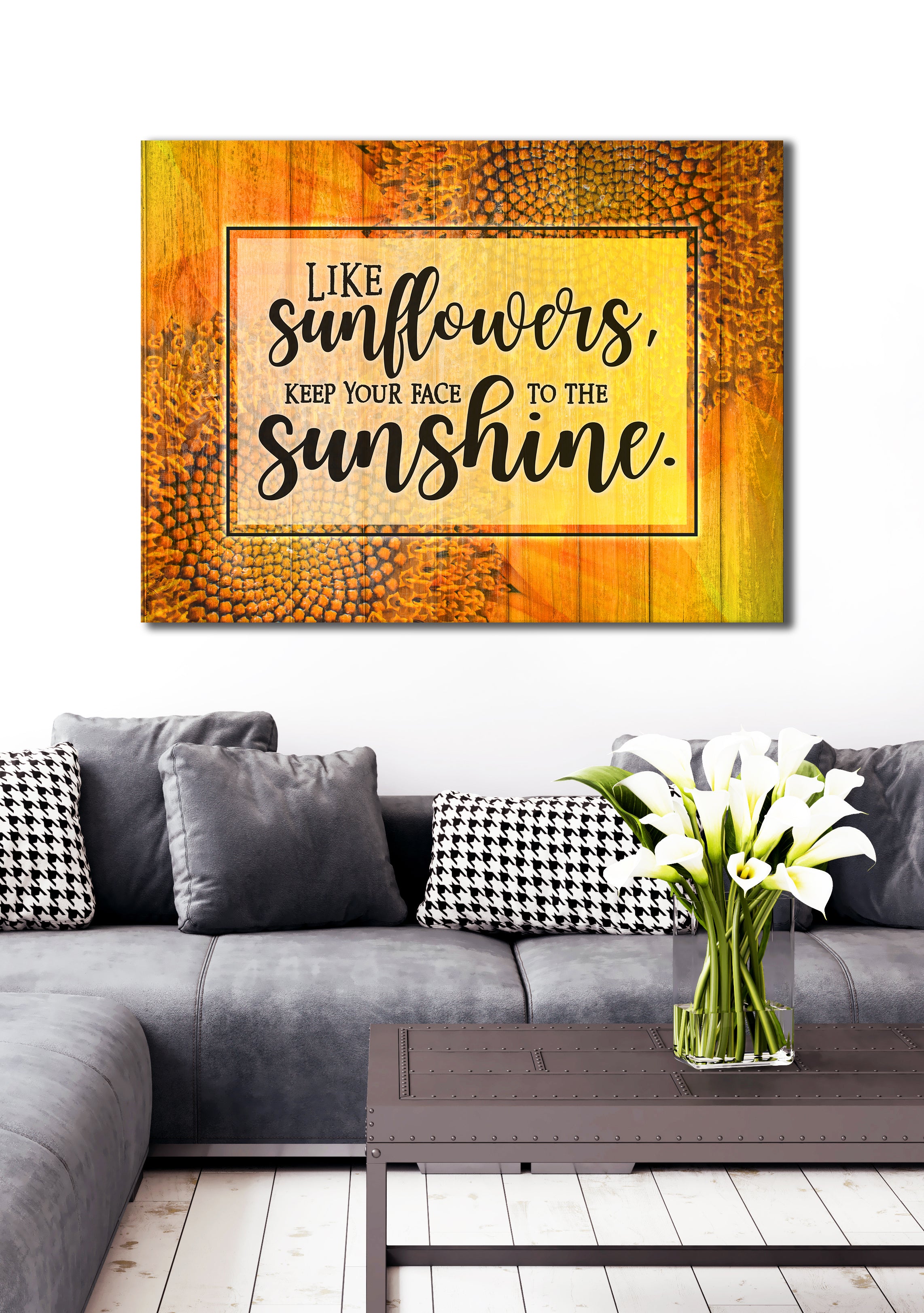 Hot Deal! Ready - to - Hang Wood - Framed Home Decor Art Featuring Sunflowers