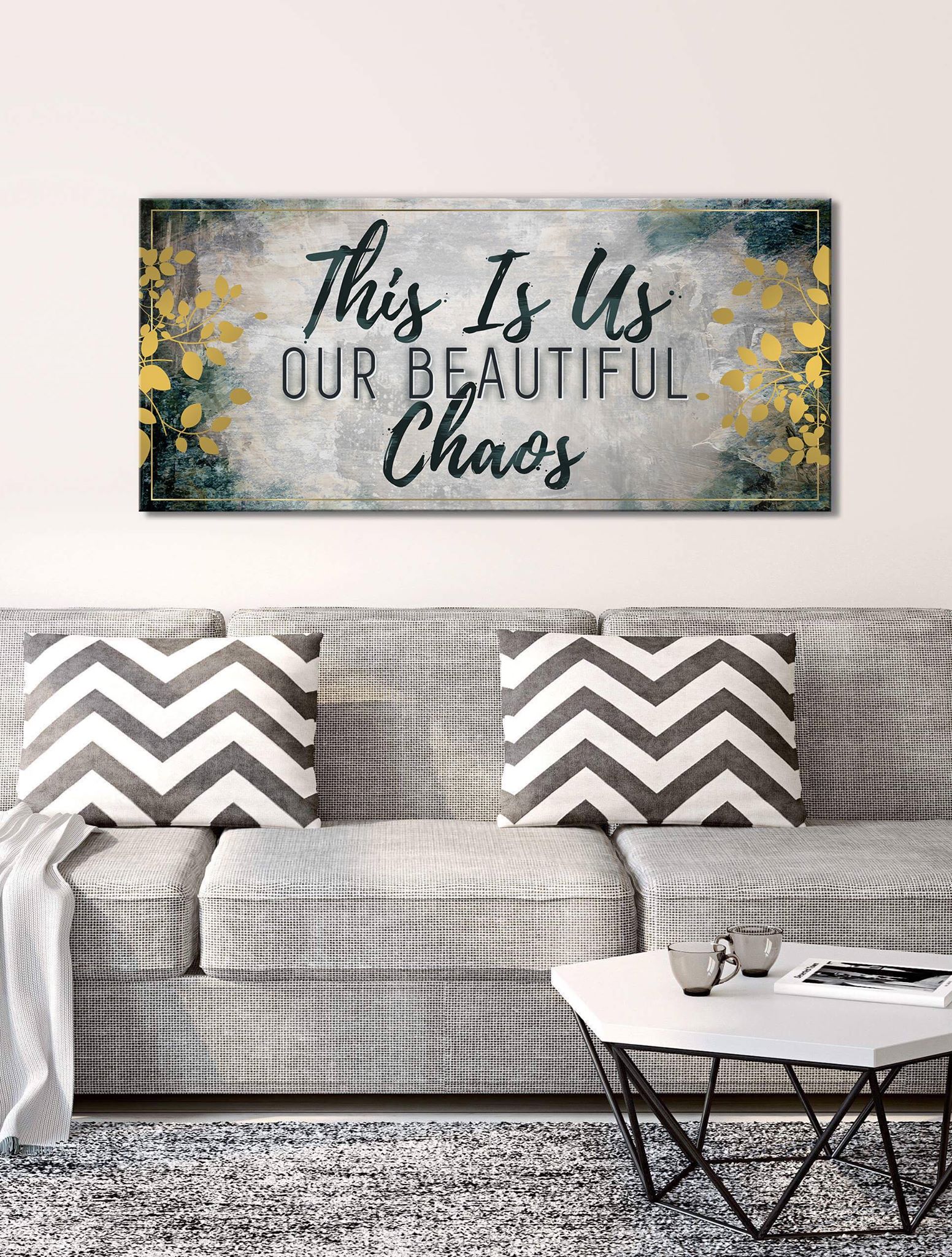 Exclusive Offer! Home Wall Art - 'This Is Us Our Beautiful Chaos' with Wood Frame, Ready to Hang