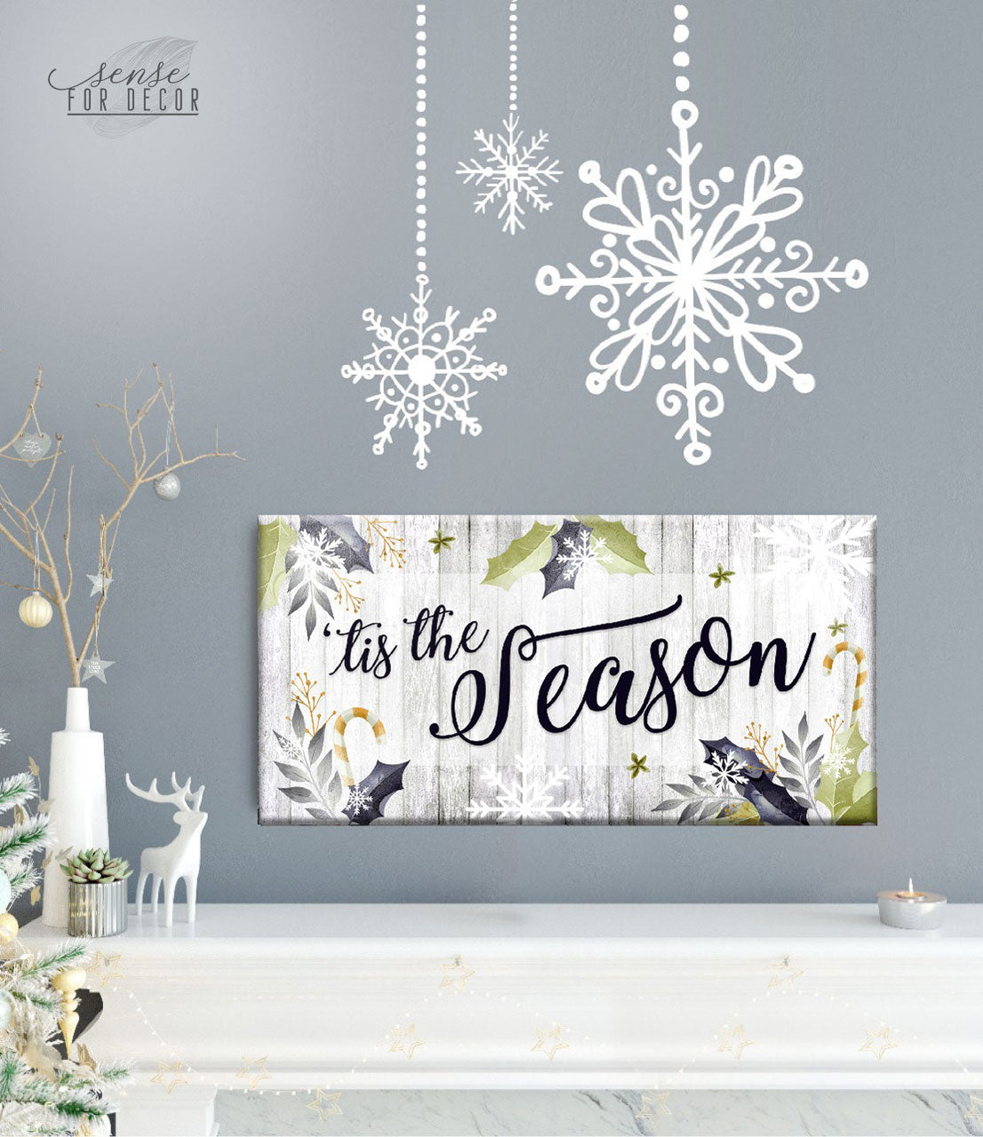 High - Quality 'Tis The Season Holiday Wall Art with Wood Frame, Ready to Hang