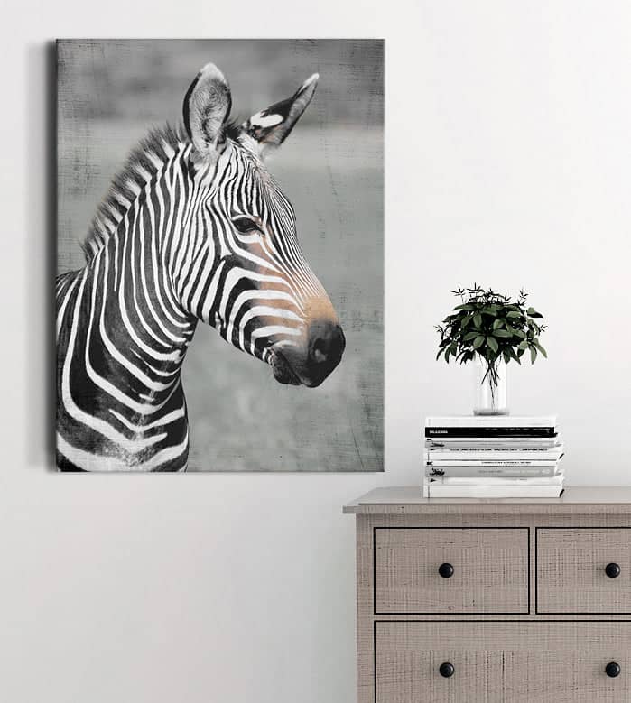 Ready-to-Hang Zebra Face Animal Wall Art with Wood Frame
