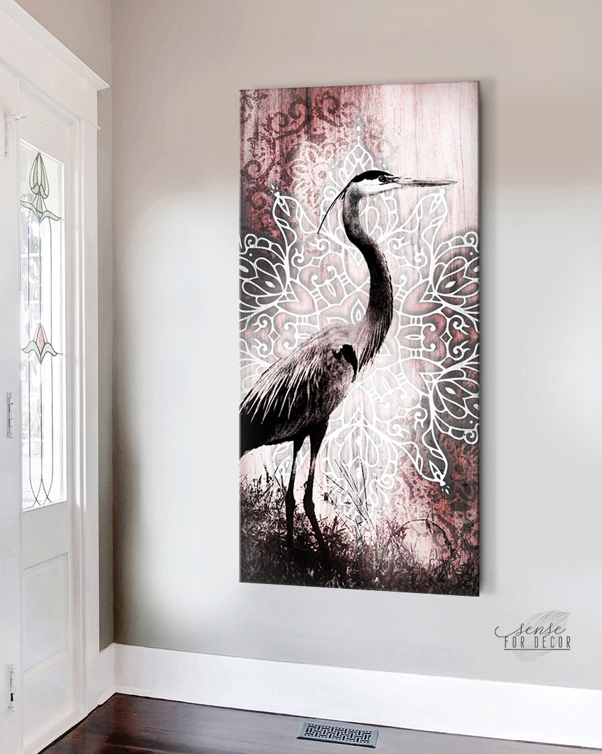 Exclusive Heron Bird Wall Art with Wood Frame, Ready to Hang - Buy 2 Get 20% Off!