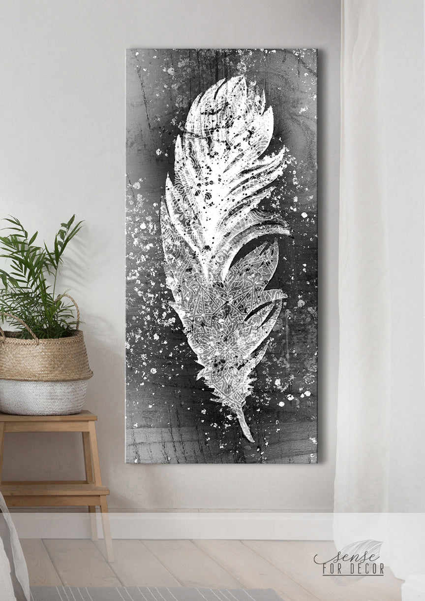 Boho Big Feather Wall Art (Wood Frame, Ready To Hang) - 20% Off on 2+