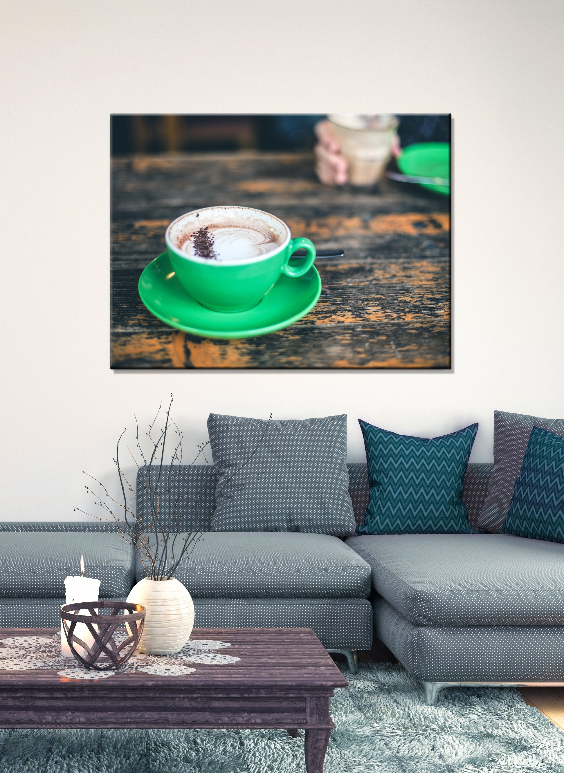 Green Ceramic Cappuccino Mug Wall Art (Wood Frame, Ready to Hang) - Buy 2 Save 20%