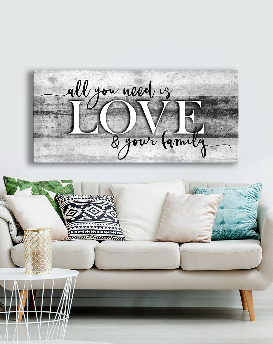 Hot! Family Wall Art: All You Need Is Love And Family (Wood Frame, Ready To Hang)