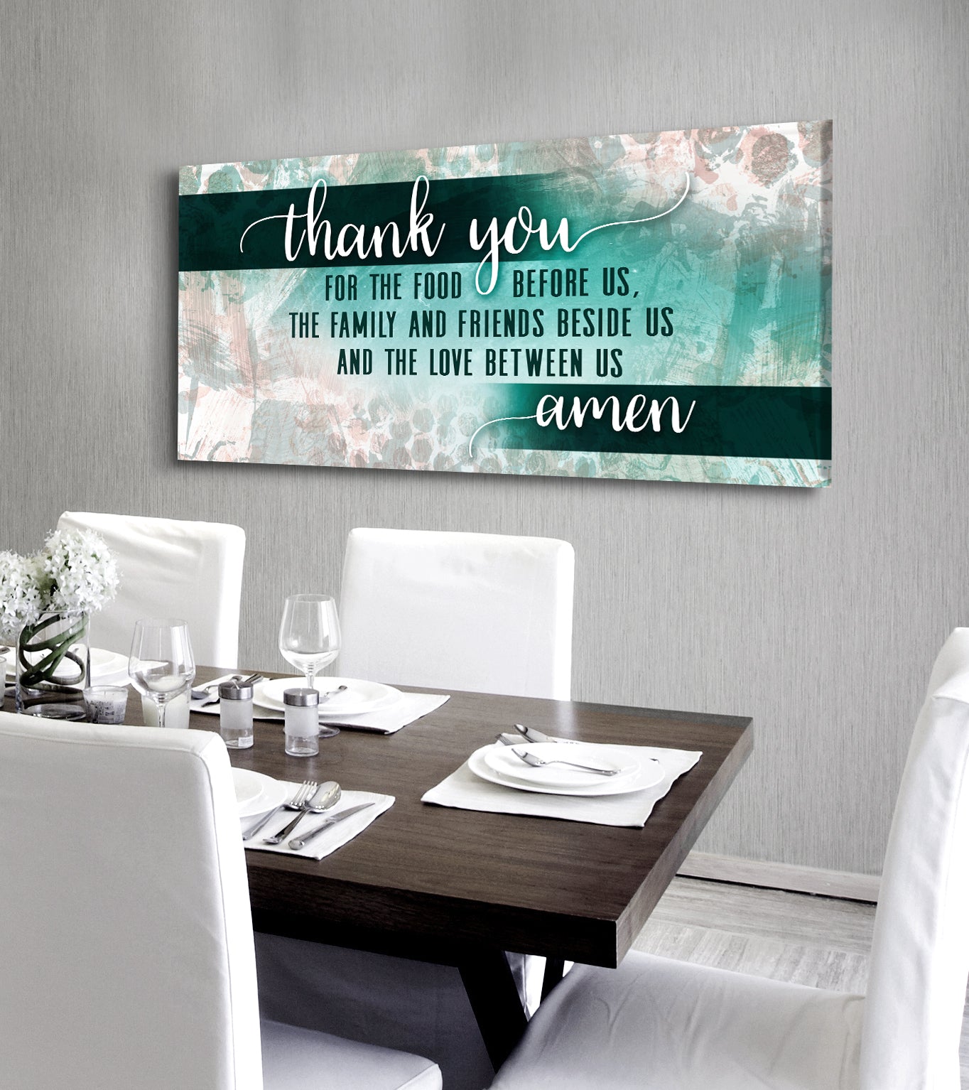 High - Quality Christian 'Thank You For The Food' Wall Art with Wood Frame, Ready to Hang