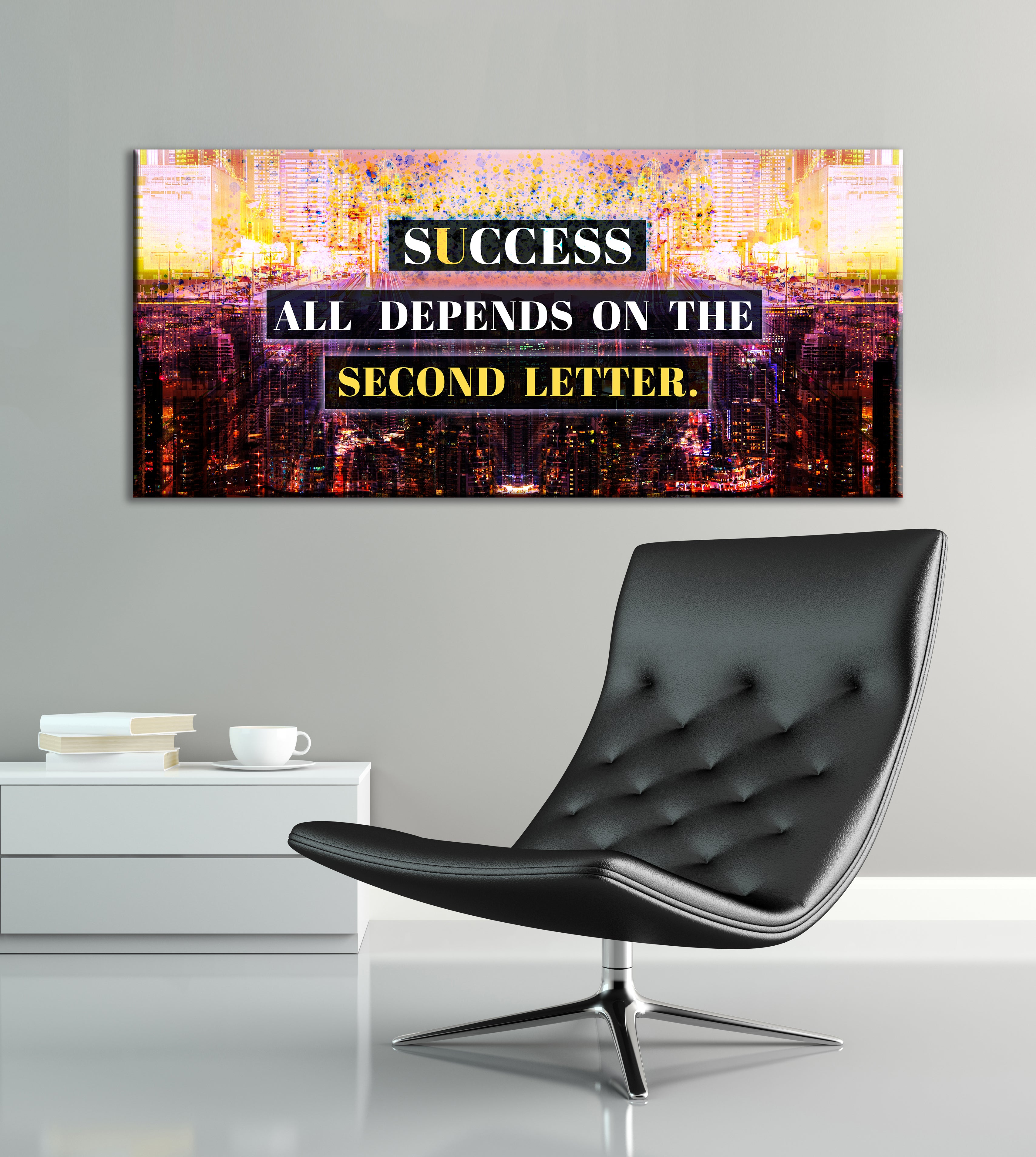 Business Wall Art: Success in the Second Letter (Wood Frame, Ready to Hang) - 20% Off on 2 Items!
