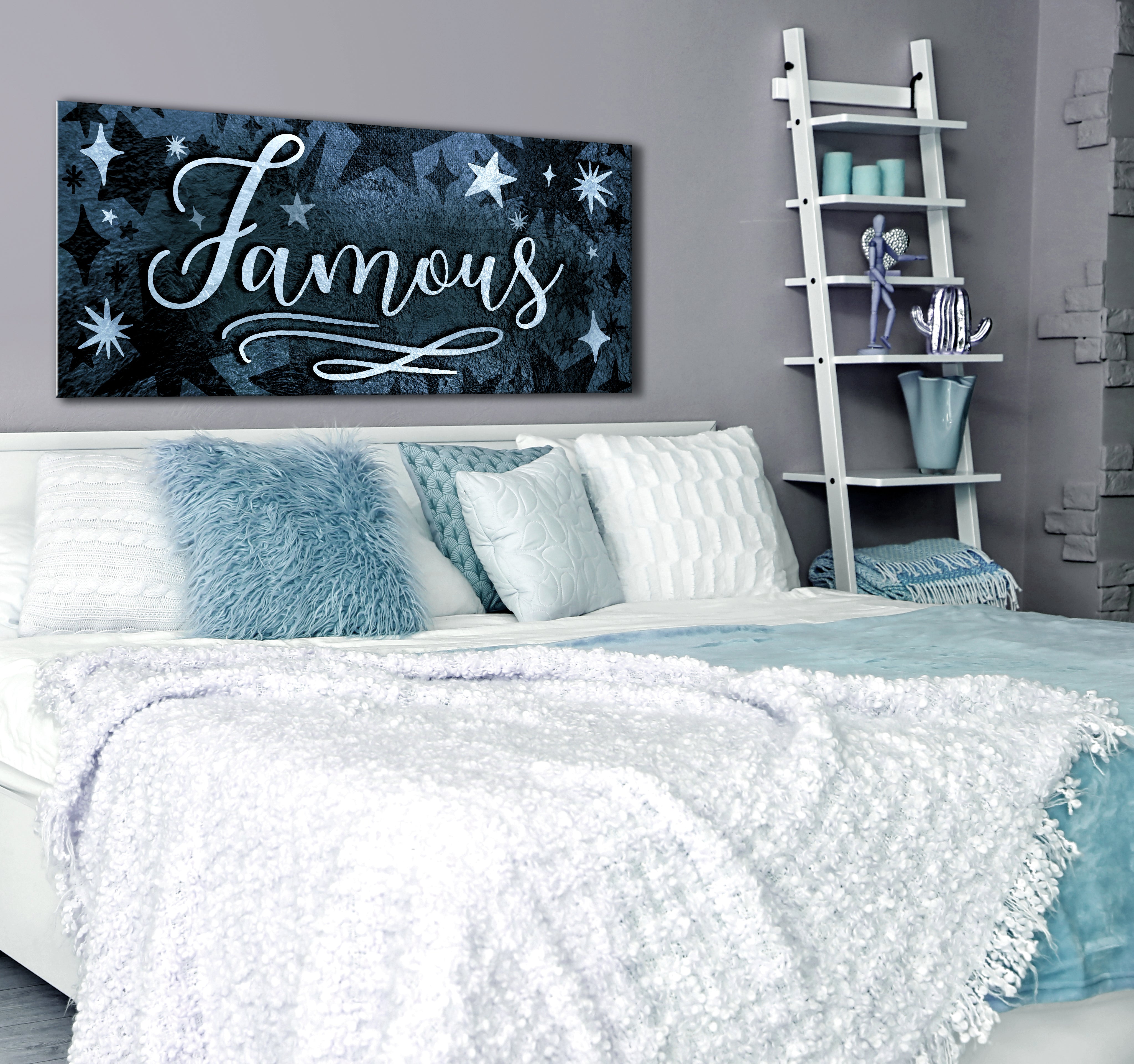 Hot! Teen Famous Wall Art with Wood Frame, Ready to Hang
