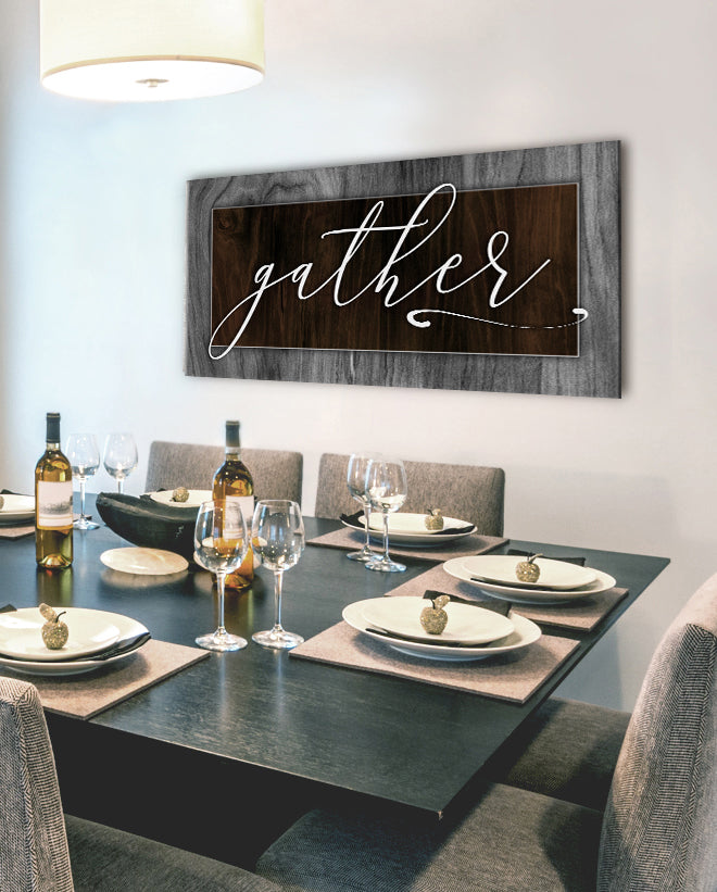 High - Quality Kitchen Wall Art: Gather V2 with Wood Frame for Easy Hanging