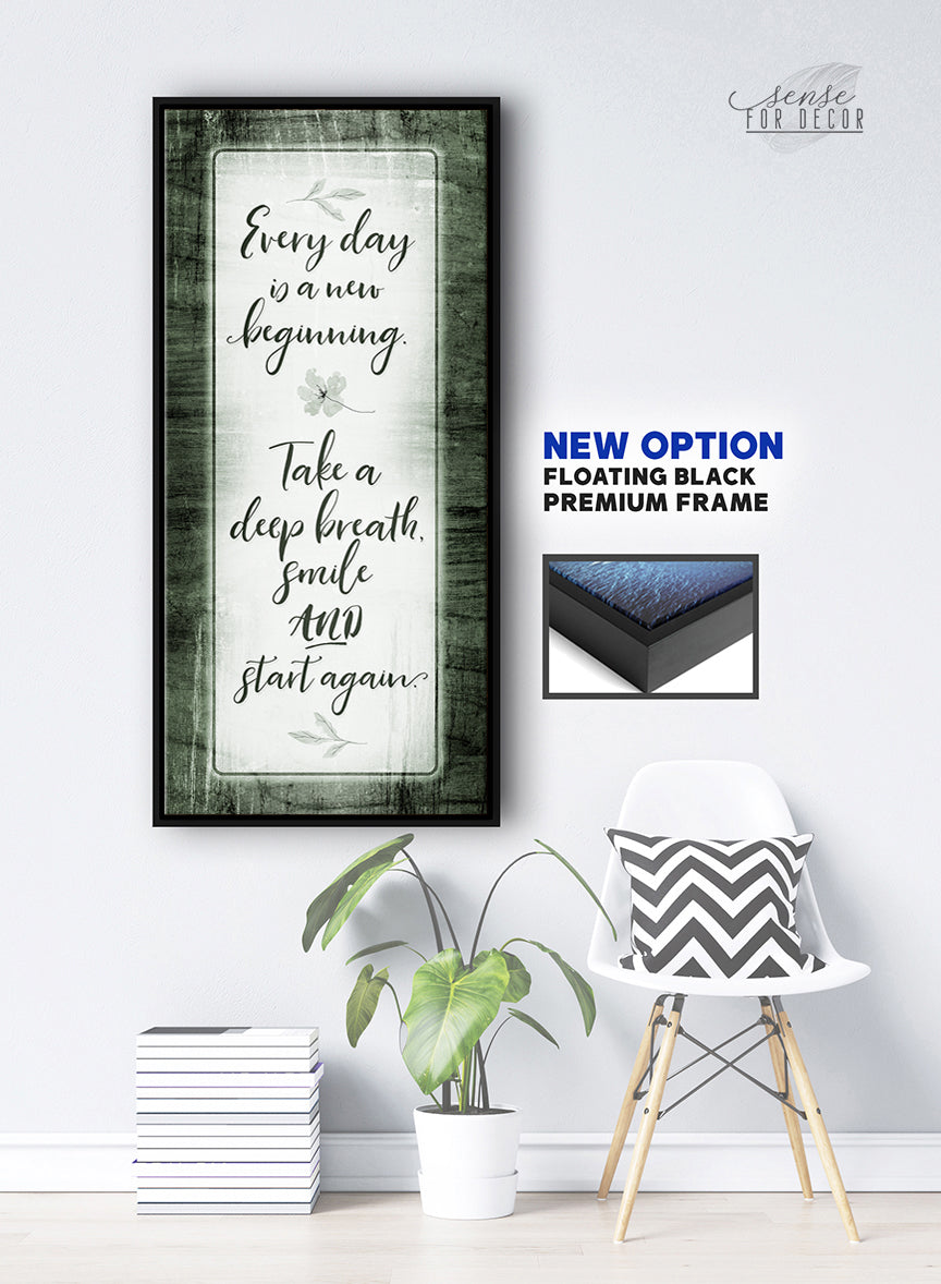 Hot Deal! Inspire Wall Art - 'Every Day is a New Beginning V2' with Wood Frame, Ready to Hang